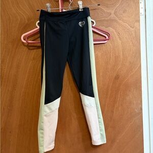 Girls' Black and Light Green Bodyglove leggings size 6X